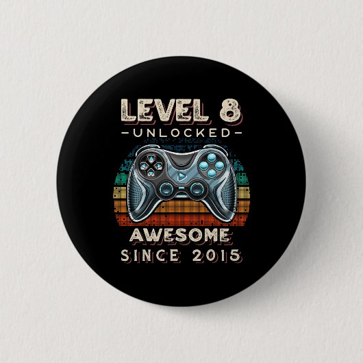 Level 8 freigeschaltet Videospiel 8. Geburtstag 8 Button (Vorderseite)