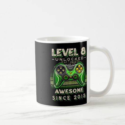 Level 8 freigeschaltet Videospiel 8. Geburtstag 8 Kaffeetasse (Rechts)
