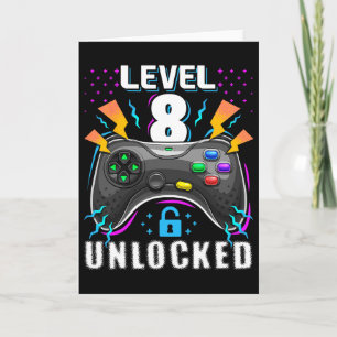 Level 8 freigeschaltet Videospiel 8. Geburtstag Ga Karte