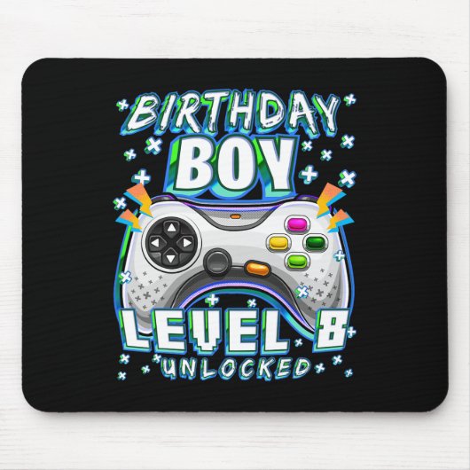 Level 8 freigeschaltet Videospiel 8. Geburtstag Ga Mousepad (Vorne)