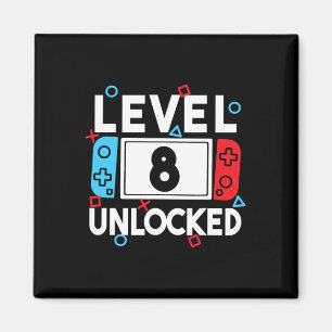 Level 8 freigeschalteter Gamer 8. Geburtstag Video Magnet