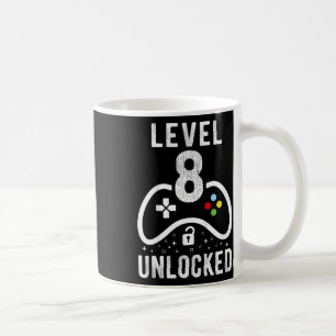 Level 8 freigeschaltetes Videospiel 8. Geburtstags Kaffeetasse