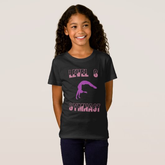 Level 8 Gymnastik Rosa und Lila Sparkor T - Shirt (Vorne ganz)