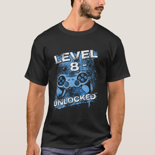 Level 8 Unlock Gaming Gamer T-Shirt (Vorderseite)