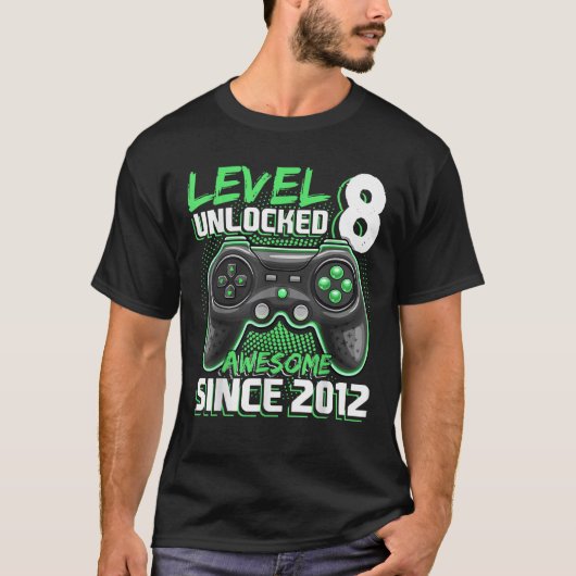 Level 8 Unlock Phantastisch 2012 Videospiel 8. Geb T-Shirt (Vorderseite)