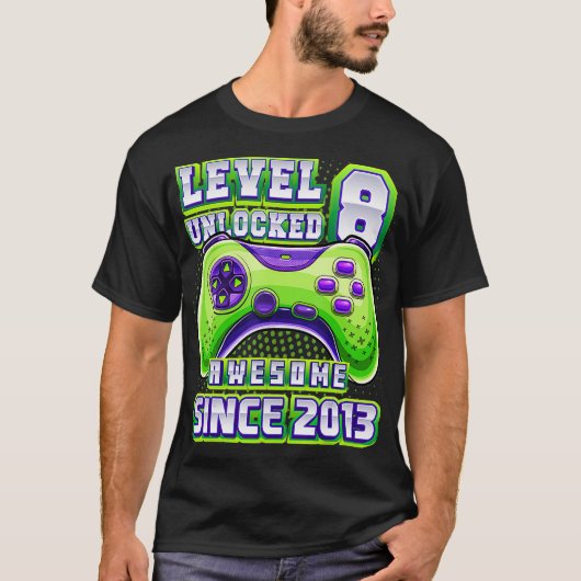Level 8 Unlock Phantastisch 2013 Videospiel 8. Geb T-Shirt (Vorderseite)
