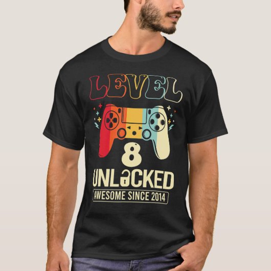Level 8 Unlock Phantastisch 2014 Videospiel 8. Geb T-Shirt (Vorderseite)