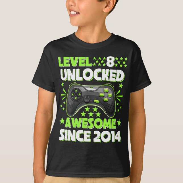 Level 8 Unlock Phantastisch 2014 Videospiel 8. Geb T-Shirt (Vorderseite)