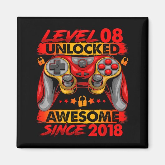 Level 8 Unlocked 8 Year Old Boys 8th Birthday Boy  Magnet (Vorne)