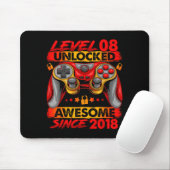 Level 8 Unlocked 8 Year Old Boys 8th Birthday Boy Mousepad (Mit Mouse)