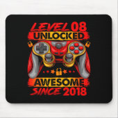 Level 8 Unlocked 8 Year Old Boys 8th Birthday Boy Mousepad (Vorne)