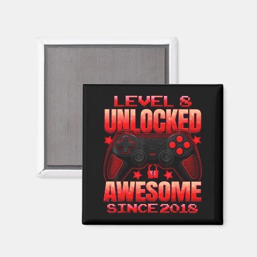 Level 8 Unlocked 8 Year Old For Boys 8th Birthday Magnet (Vorderseite/Rückseite)
