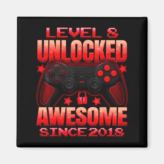 Level 8 Unlocked 8 Year Old For Boys 8th Birthday Magnet (Vorne)