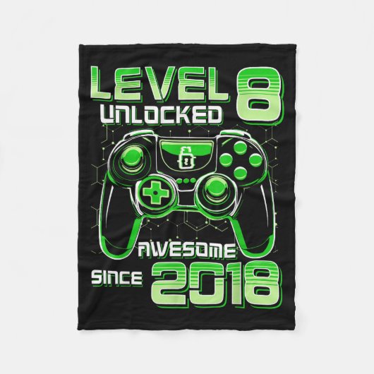 Level 8 Unlocked Awesome Since 2018 8th Birthday G Fleecedecke (Vorderseite)