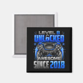 Level 8 Unlocked Awesome Since 2018 8th Birthday G Magnet (Vorderseite/Rückseite)