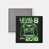 Level 8 Unlocked Awesome Since 2018 8th Birthday G Magnet (Vorderseite/Rückseite)