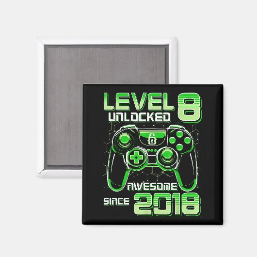 Level 8 Unlocked Awesome Since 2018 8th Birthday G Magnet (Vorderseite/Rückseite)