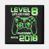 Level 8 Unlocked Awesome Since 2018 8th Birthday G Magnet (Vorne)