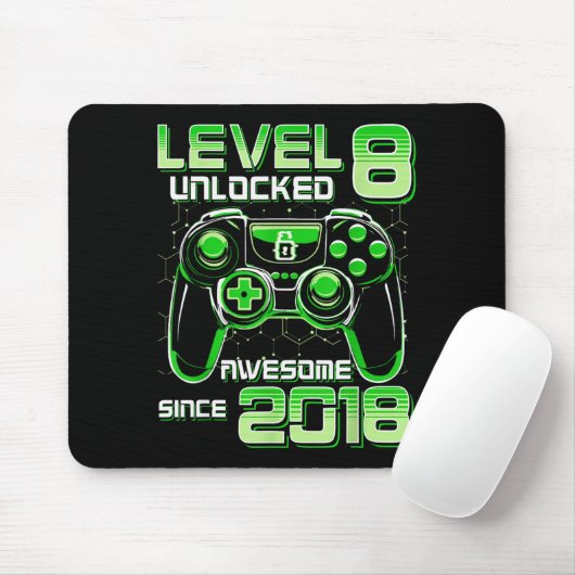 Level 8 Unlocked Awesome Since 2018 8th Birthday G Mousepad (Mit Mouse)
