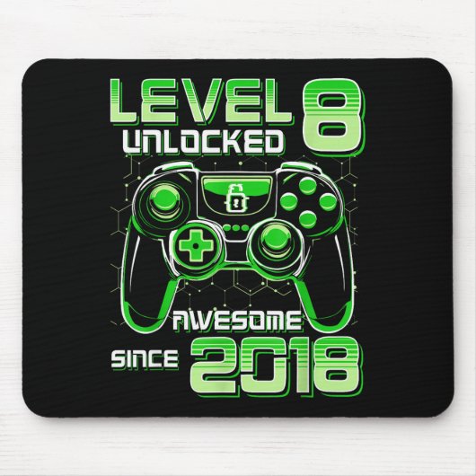 Level 8 Unlocked Awesome Since 2018 8th Birthday G Mousepad (Vorne)