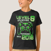 Level 8 Unlocked Awesome Since 2018 8th Birthday G T-Shirt (Vorderseite)