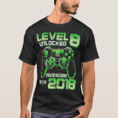 Level 8 Unlocked Awesome Since 2018 8th Birthday G T-Shirt (Vorderseite)