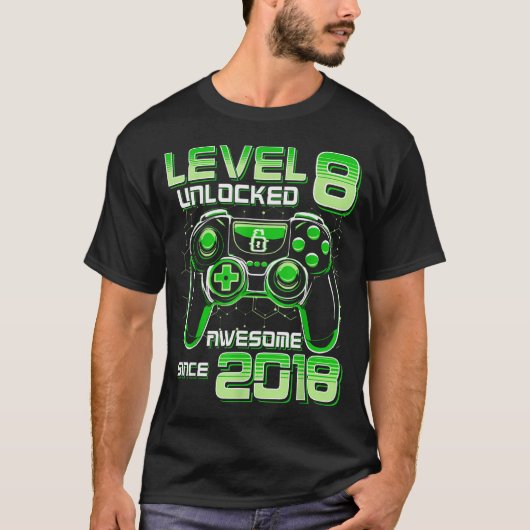 Level 8 Unlocked Awesome Since 2018 8th Birthday G T-Shirt (Vorderseite)