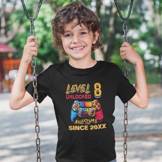 Level 8 Unlocked - Fun Birthday 8 Gamer T-Shirt