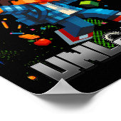 Level 8 Unlocked Funy Birthday Boy Pixel Gamer 8th Poster (Ecke)