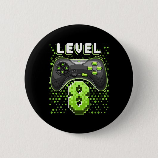 Level 8 Videospiel-Controller 8. Geburtstag Gamer Button (Vorderseite)