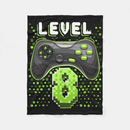 Level 8 Videospiel-Controller 8. Geburtstag Gamer Fleecedecke (Vorderseite)