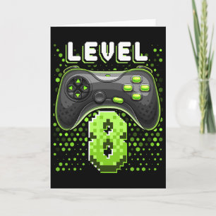 Level 8 Videospiel-Controller 8. Geburtstag Gamer  Karte