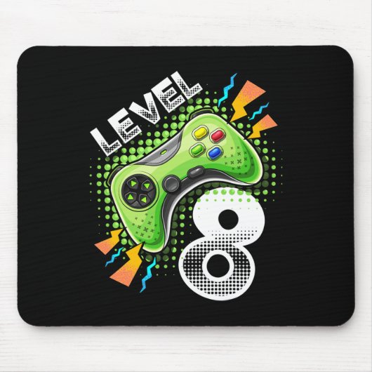 Level 8 Videospiel-Controller 8. Geburtstag Gamer Mousepad (Vorne)