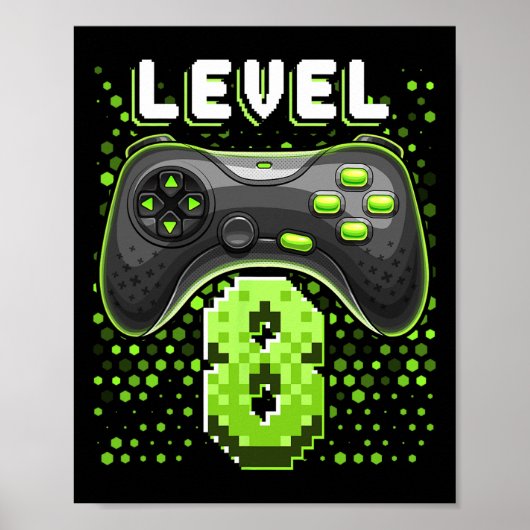 Level 8 Videospiel-Controller 8. Geburtstag Gamer Poster (Vorne)