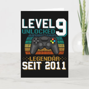 Level 9 freigeschaltet 9. Geburtstag 9 Jahre alter Karte