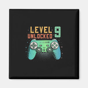 Level 9 freigeschaltet 9. Geburtstag Gamer-Geschen Magnet