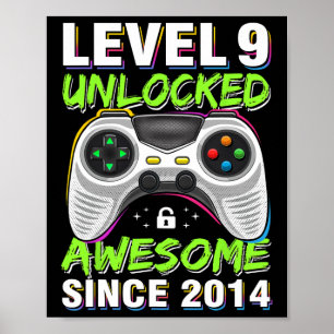 Level 9 freigeschaltet 9. Geburtstag Geschenke für Poster