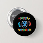 Level 9 freigeschaltet 9. Geburtstag Kinder Videos Button (Vorne & Hinten)