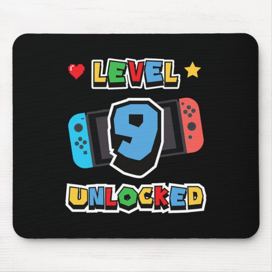 Level 9 freigeschaltet 9. Geburtstag Kinder Videos Mousepad (Vorne)