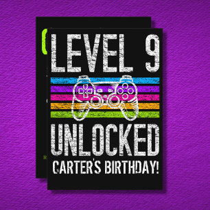 Level 9 freigeschaltet 9. Geburtstag Personalisier Einladung