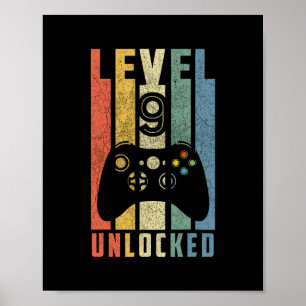 Level 9 freigeschaltet 9. Videospieler-Geburtstags Poster