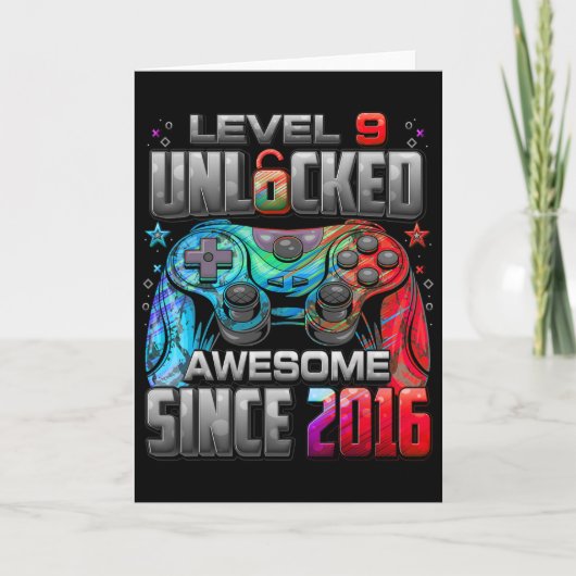 Level 9 freigeschaltet Awesome seit 2016 9. Geburt Karte (Vorderseite)