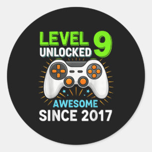 Level 9 freigeschaltet awesome seit 2017 Gaming Ge Runder Aufkleber