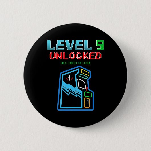 Level 9 freigeschaltet Neuer Höchststand Arcade-Sp Button (Vorderseite)