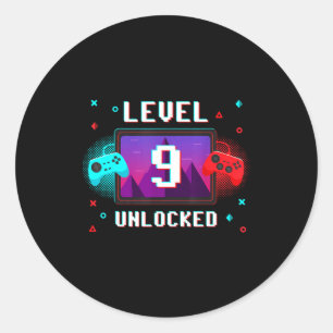 Level 9 freigeschaltet Video-Spieler Lustig 9. Geb Runder Aufkleber