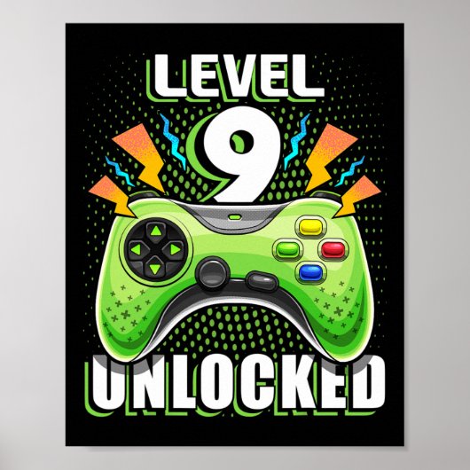 Level 9 freigeschaltet Videospiel 9. Geburtstag Ga Poster (Vorne)