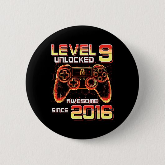 Level 9 freigeschaltet Videospielparty 9. Geburtst Button (Vorderseite)