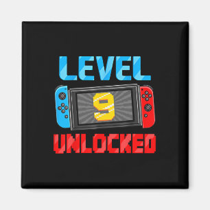 Level 9 freigeschalteter Gamer 9. Geburtstagsgesch Magnet