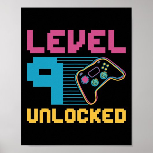 Level 9 freigeschaltetes Gaming-Geburtstag 1 Poster (Vorne)