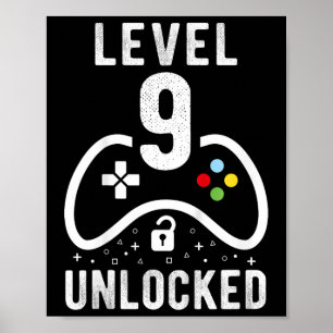 Level 9 freigeschaltetes Videospiel 9. Geburtstags Poster